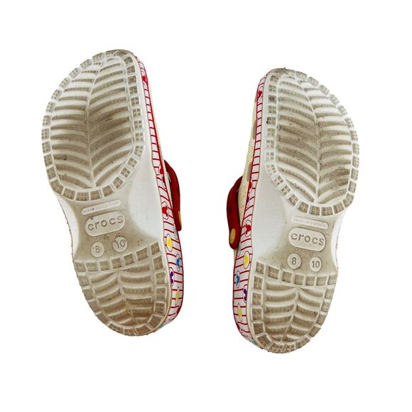 Mickey Mouse Crocs Clogs Red Strap & Printed size Women's 10 Men's 8 - Picture 4 of 5